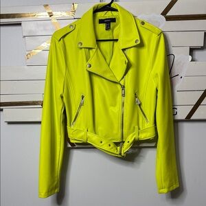 Forever 21 Neon Yellow Leather Jacket 110